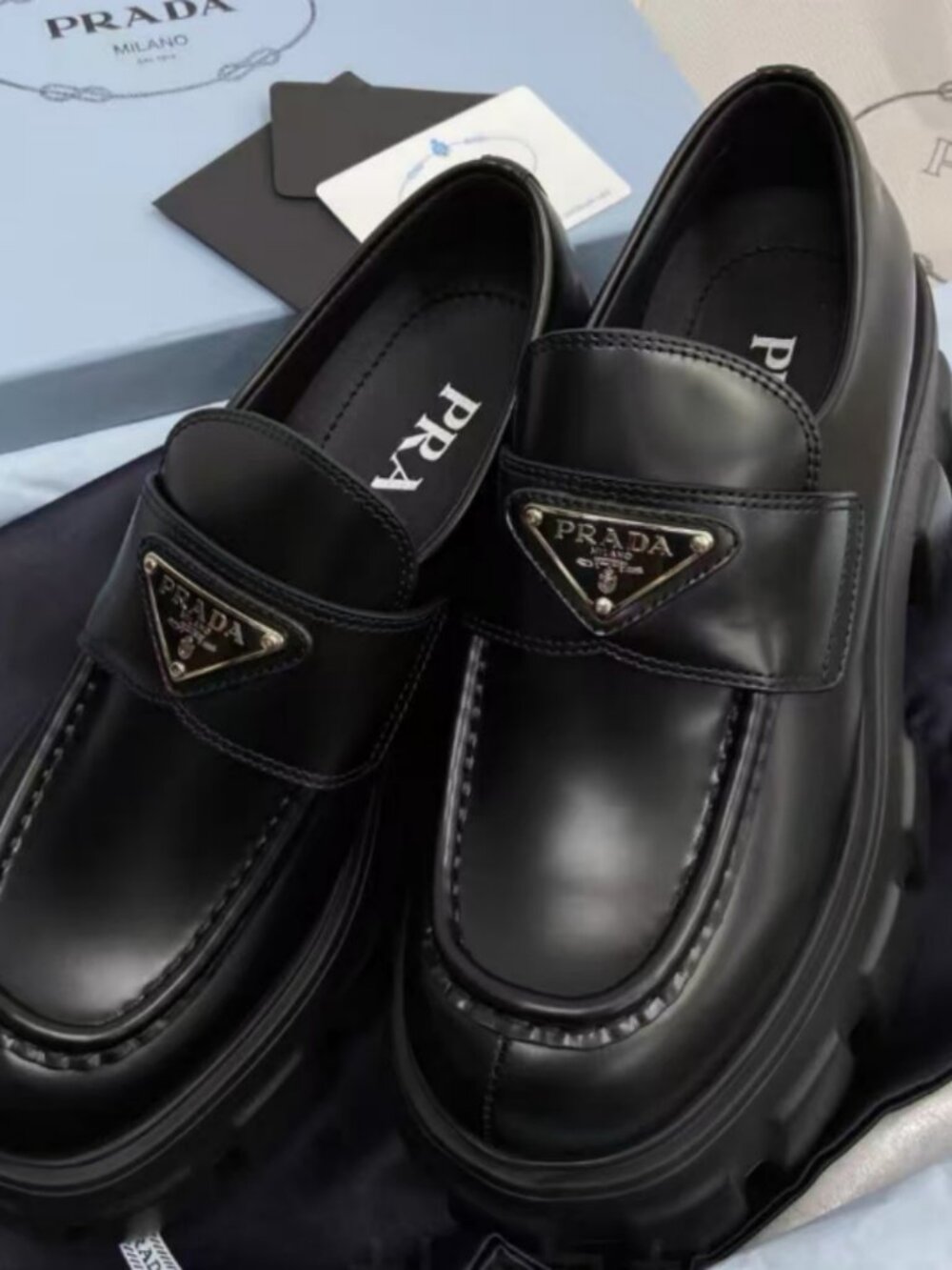 Prada Black Platform Loafers